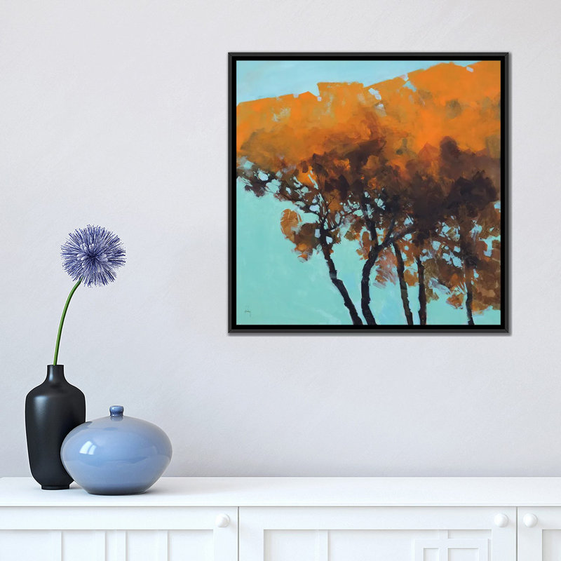 «Five Trees», reproduction d'art sur toile, H 18 po x l 18 po x P 1,5 po, Toile avec cadre noir, Pas de tapis