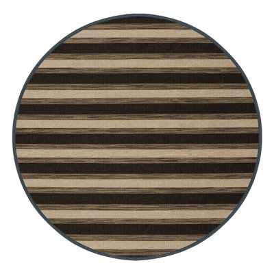 Machine Washable Horizontal Stripes Brown Area Rug