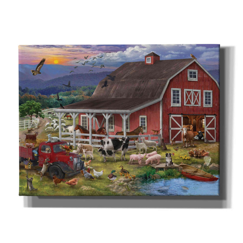 «The Barnyard Crowd», reproduction sur toile tendue, H 12 po x l 16 po x P 0,75 po