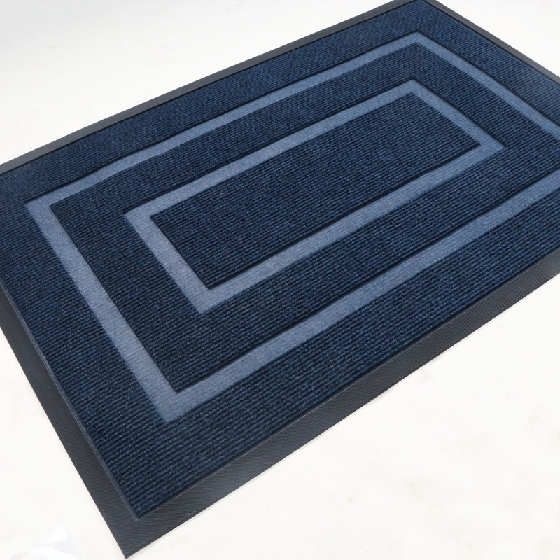 Clarance Non-Slip Geometric Indoor / Outdoor Doormat, 24" W x 35" L, Navy
