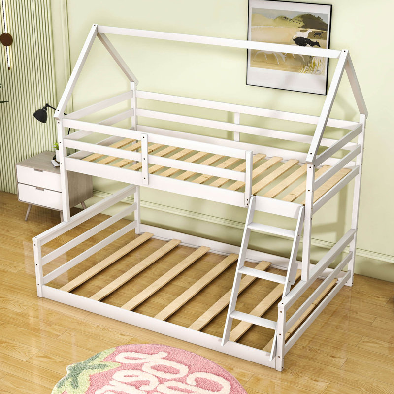 Brackenmore Twin Over Full Bunk Bed with Built-In Ladder, White