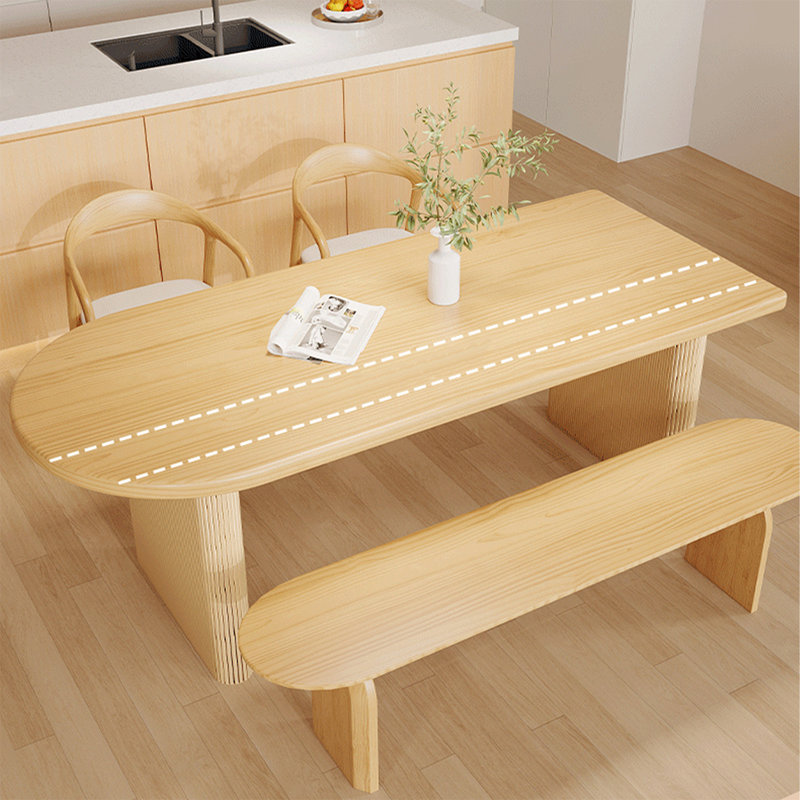 Table de salle à manger en bois massif Burlywood pour salle à manger / cuisine, H 29,53 po x L 78,74 po x l 32,5 po