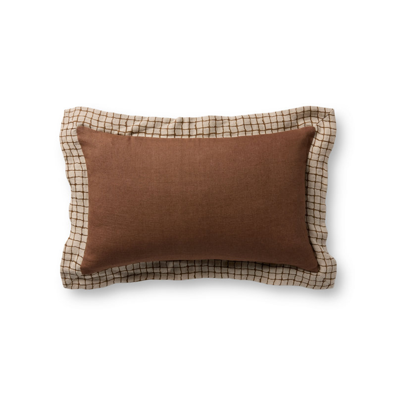 Coussin décoratif Loloi, Motif géométrique brun, Rectangle H 13 po x l 21 po