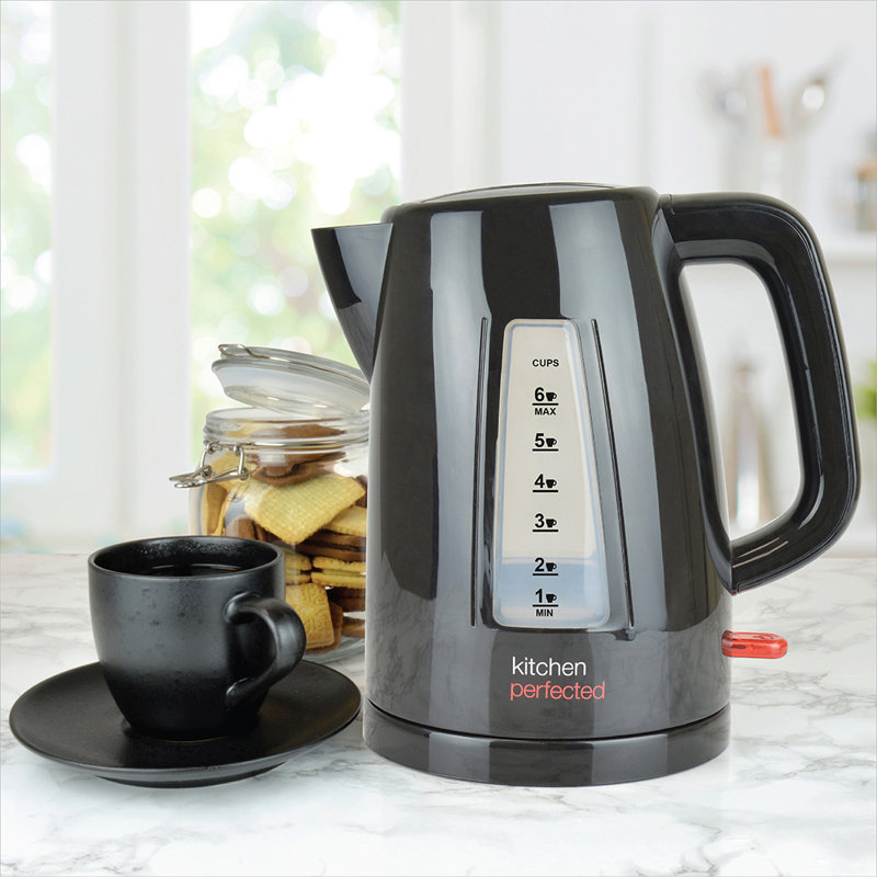 Kitchen Perfected 1.7L Plastic Electric Tea Kettle, Black