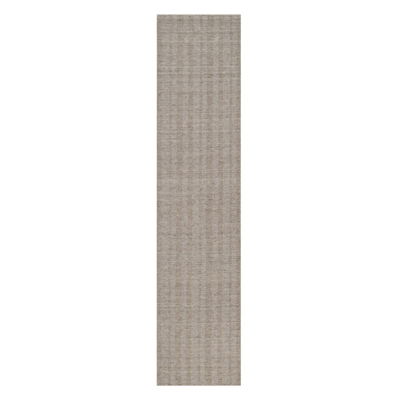 Tapis de couloir brun 2 pi 7 po x 12 pi brun rayé effet sel et poivre tissé à la main