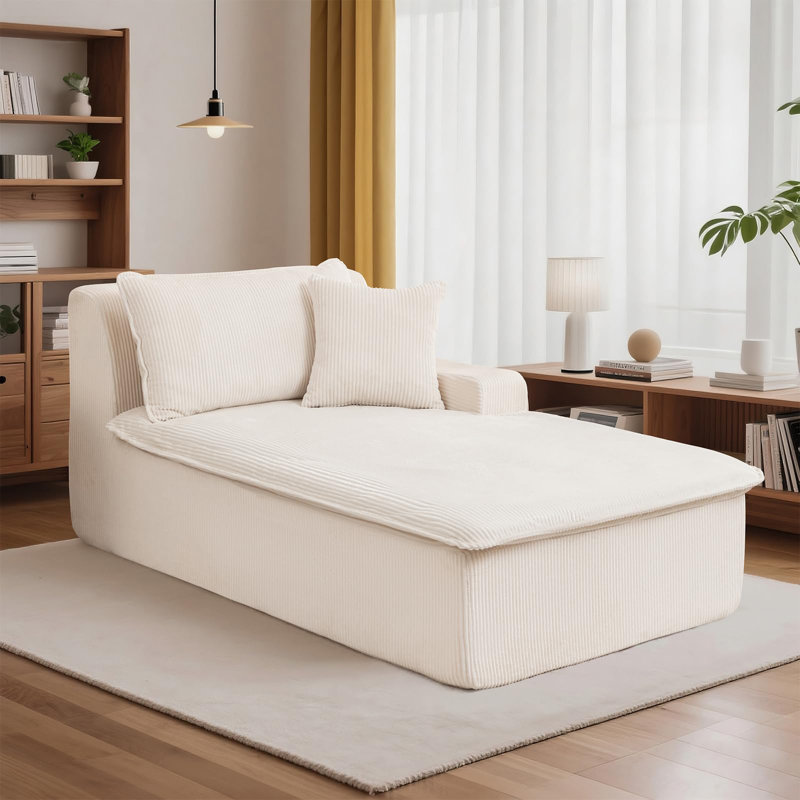 Chaise longue rembourrée en velours côtelé moderne sans assemblage requis, Orienté à droite, Noir