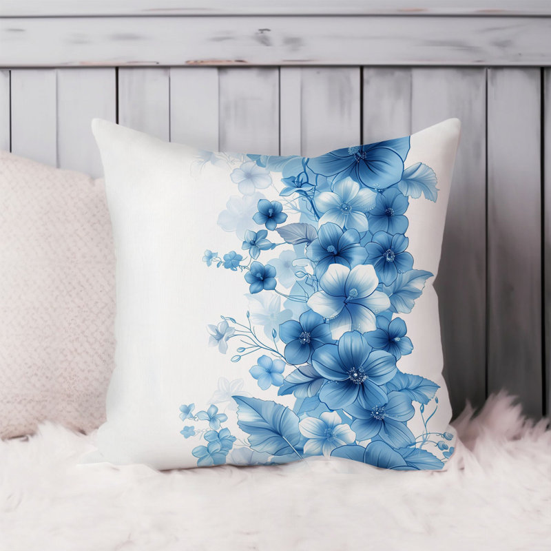 Floral Blue Flowers Modern, 18"H x 18"W