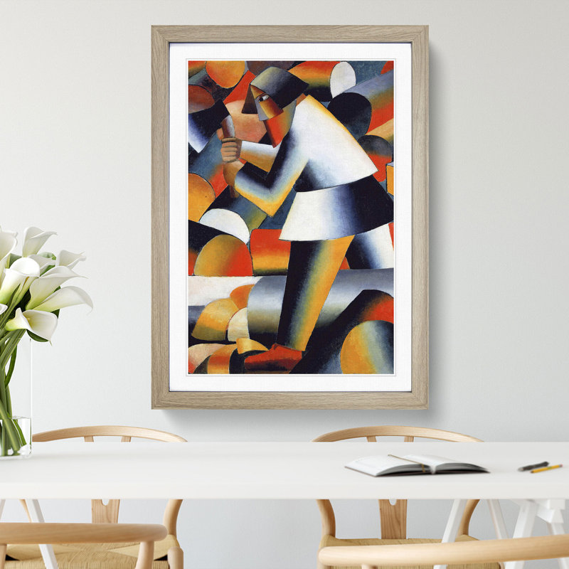 The Woodcutter by Kazimir Malevich - Picture Frame Painting, 48cm H x 36cm W x 2cm D, Oak