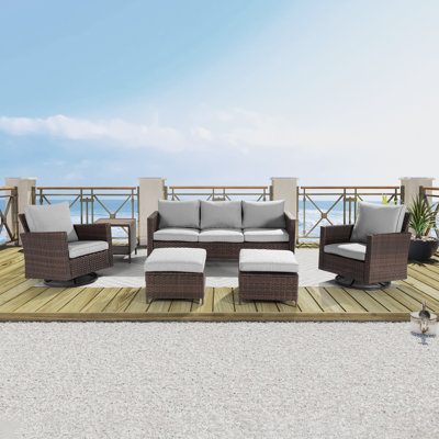 Charlenne 5 - Person Swivel Rocking Chair Outdoor Seating Group with Cushions