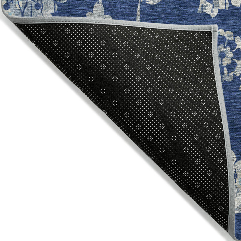 Tapis bleu marine en polyester tissé à la machine tissé à la machine intérieur / extérieur Charyse