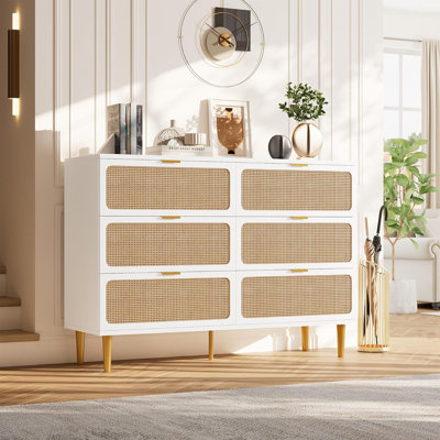 Commode 6 tiroirs Rattan