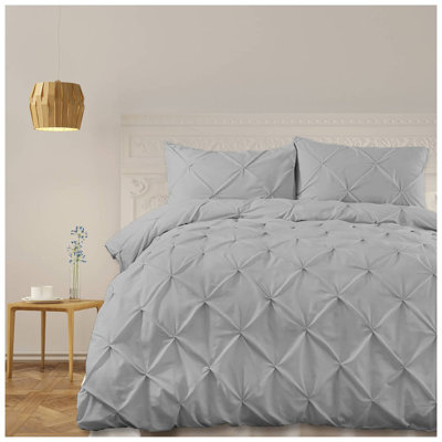 400TC Cotton Pintuck Sateen Solid Duvet Cover Set