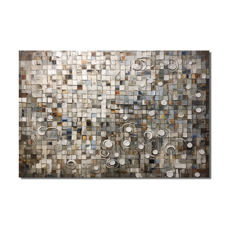 «Brown and White Bohemian Medley - Boho Mosaic», reproduction d'art sur toile encadrée