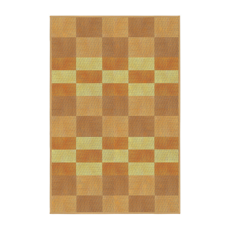 Tapis brun/jaune à motifs, Rectangle 5 pi x 7 pi