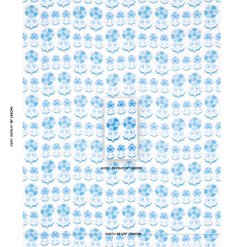 Anjuna Floral Linen Print Fabric, Porcelain