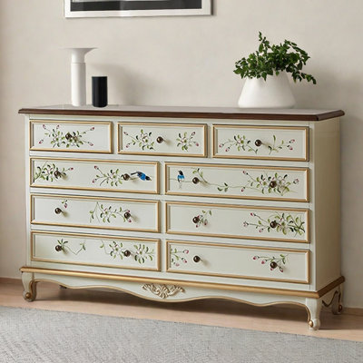 Commode américaine à neuf tiroirs en bois massif peint