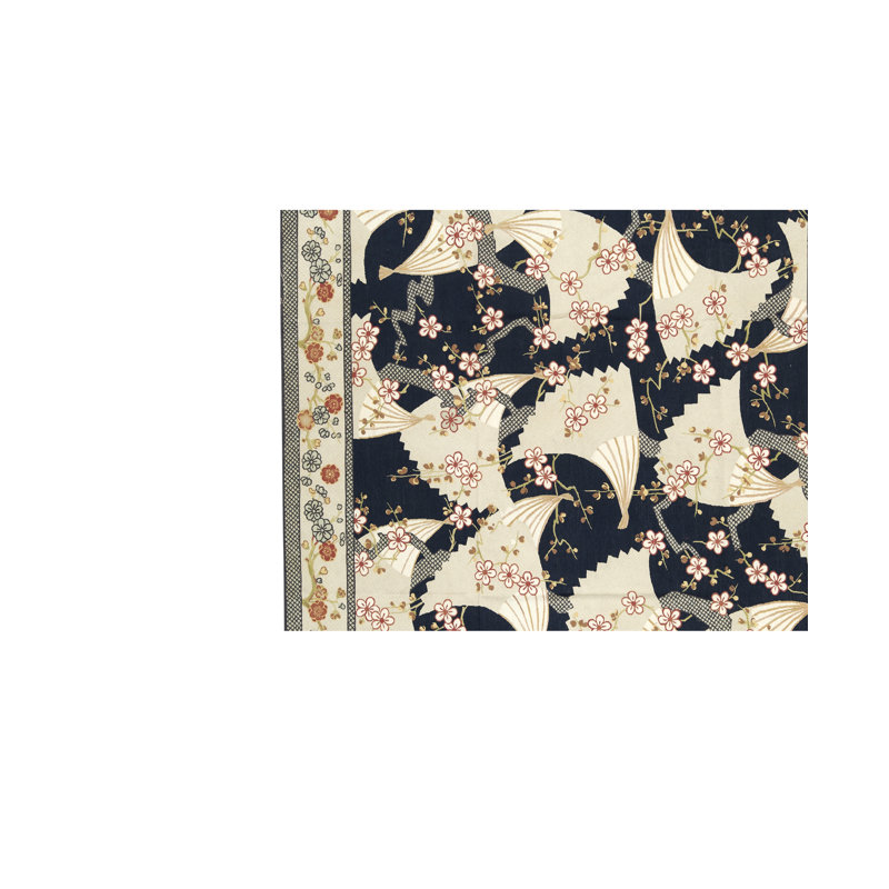 Tapis bleu marine et ivoire de haute qualité noué à la main, Rectangle 8 pi 11 po x 12 pi