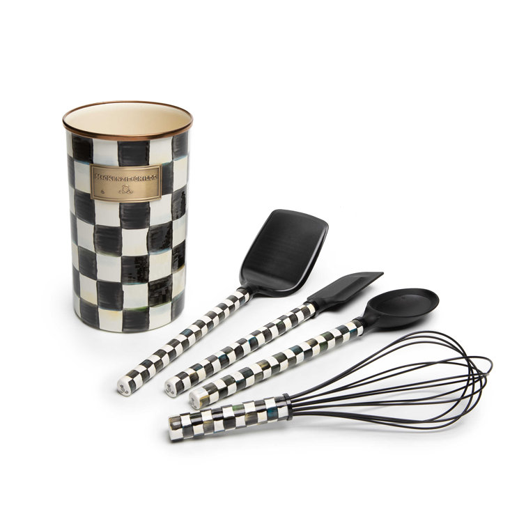 Black & White Stripe Silicone Utensil 3-Piece Set - French Bull