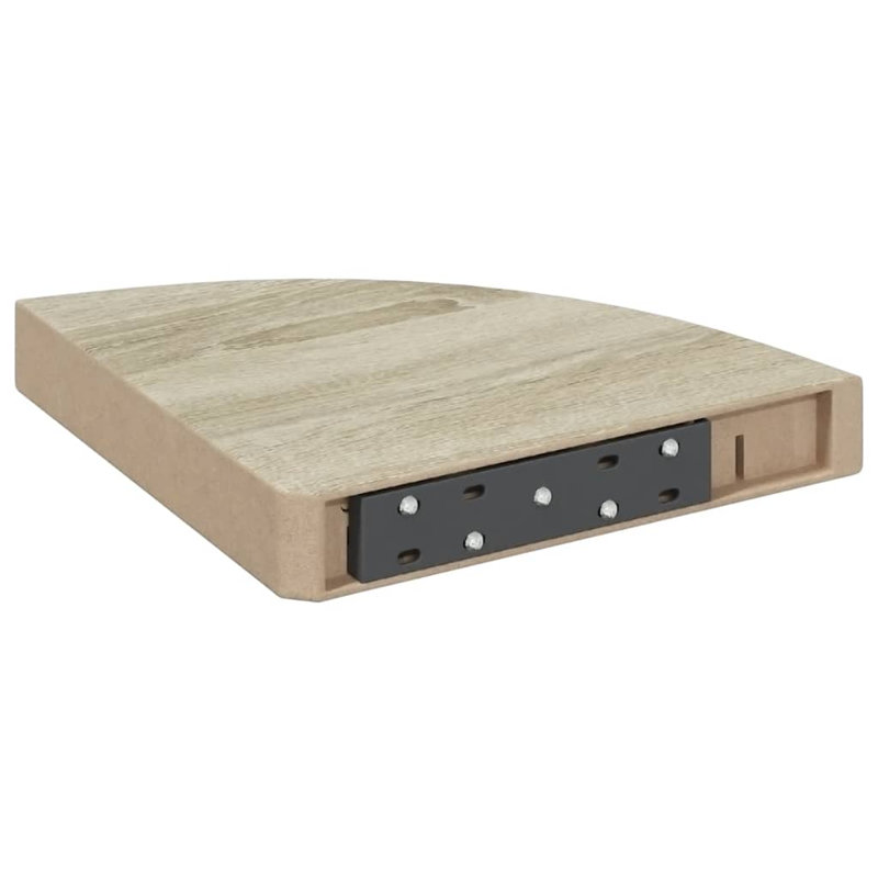 Tablette flottante triangulaire en bois massif 2 pièces Naudiya, Chêne, H 1,5 po x l 9,8 po x P 9,8 po