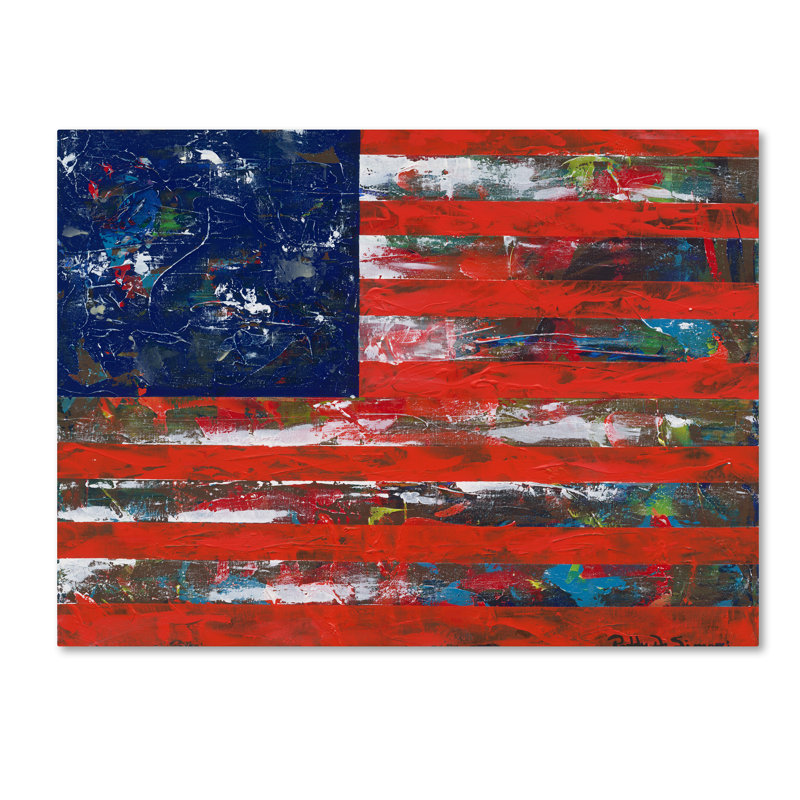 « american flag », reproduction sur toile tendue, H 14 po x l 19 po x P 2 po