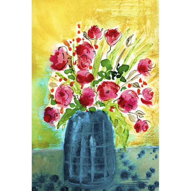Bright Arrangement I by Julia Minasian -  Painting, 91 cm H x 61 cm W, Black Floater Framed