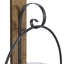 Brown Wood Geometric Pillar Indoor Outdoor Wall Sconce with Wood Back Mount, 16" x 6" x 28"-496650736