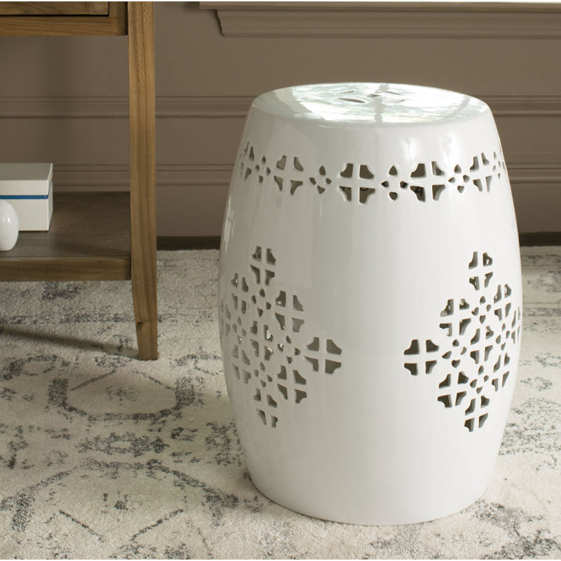 Tabouret de jardin en céramique Iowa Park, Blanc
