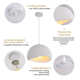 Jimyah 1- Light White Polyesters Unique/Statement Modern Pendant