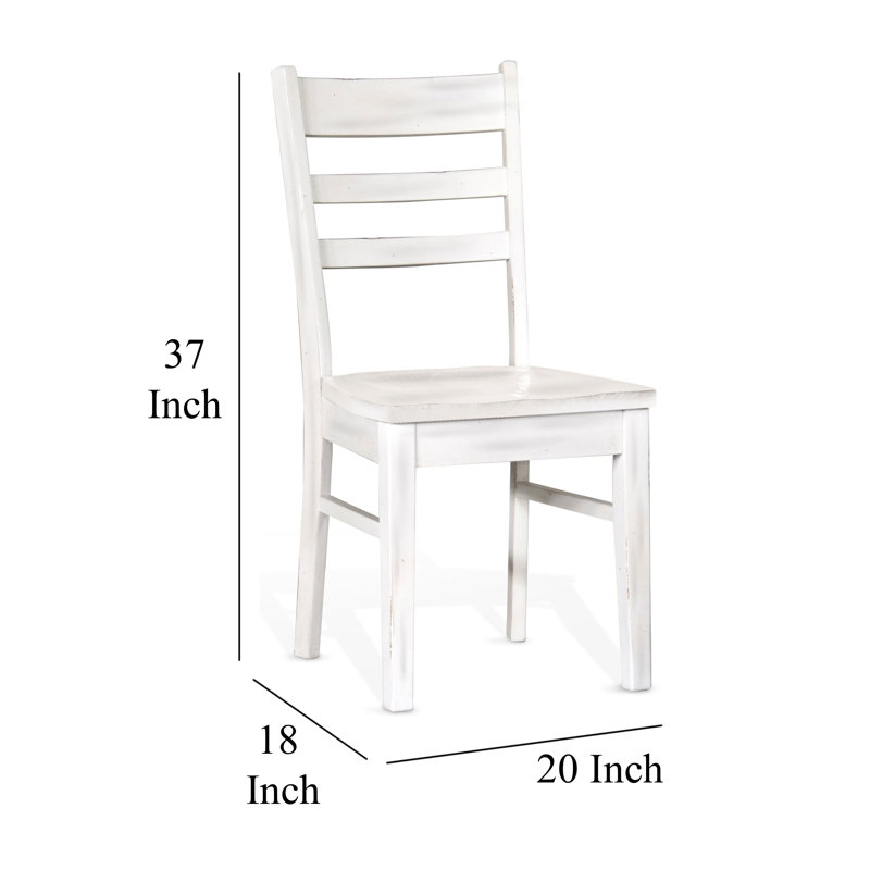 Ensemble de 2 chaises de salle à manger Ryla, conception échelle, bois d'acajou blanc cassé