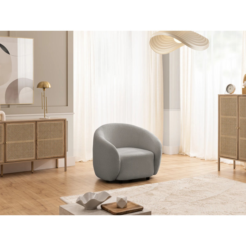 Roundi Upholstered Accent Chair, Grey