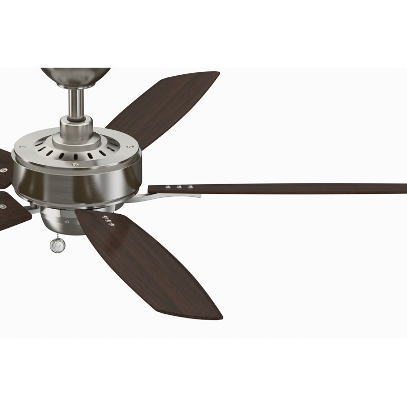 Aire Deluxe 52 inch Indoor Ceiling Fan - Brushed Nickel with Reversible Cherry/Dark Walnut blades, Brushed Nickel