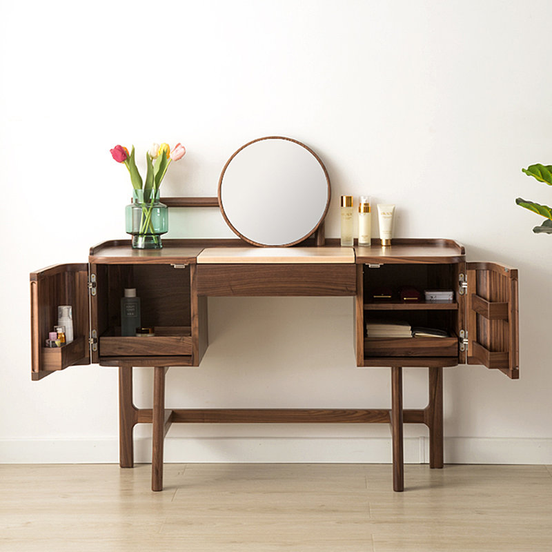 47.24"Nordic minimalist brown solid wood dressing table