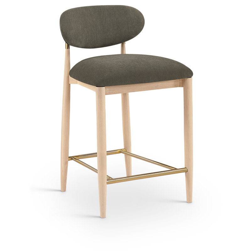 Tabouret en tissu Riccio, Tissu de polyester brun, Naturel, Brossé