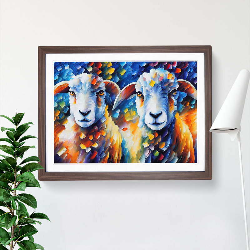Sheep Vol.2 Abstract - Framed Print, 34cm H x 46cm W x 2cm D, Walnut