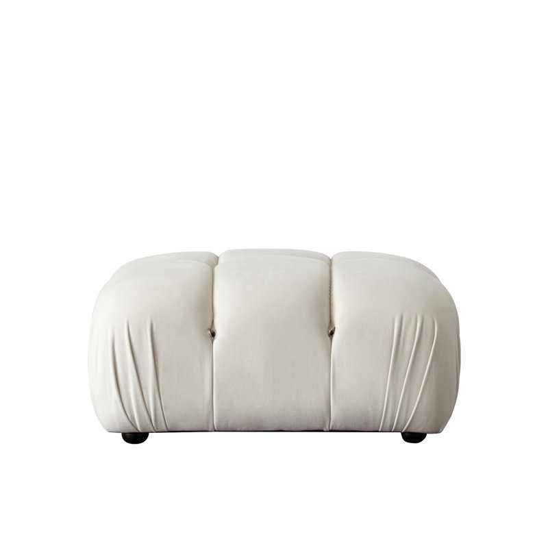 Repose-pieds Paloma en velours crème clair, 100 % polyester crème