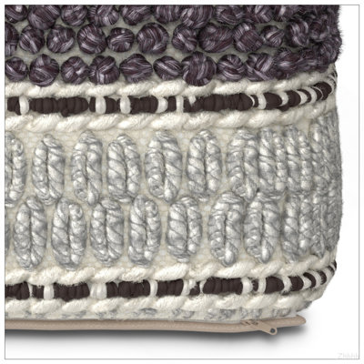 Grady - Square Pouf - Magenta / Natural