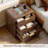 19.6'' W Walnut Three-Drawer Dresser, Rechargeable Nightstand, Set Of 2-498751547-498751544