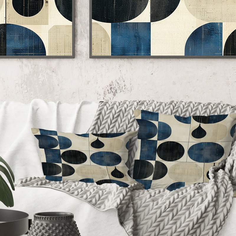 Coussin décoratif ivoire Midcentury Shapes I - Midcentury, H 16 po x l 16 po