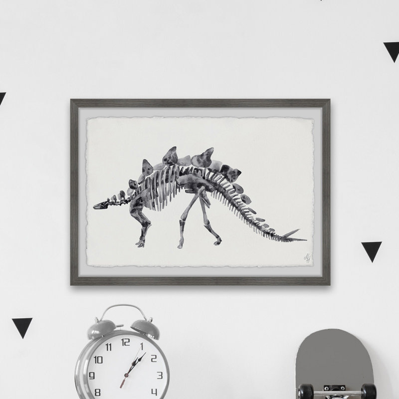 Travon Big Stegosaurus Skeleton - Single Picture Frame Painting, 20cm H x 30cm W