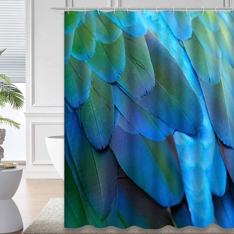 Rideau de douche Green Bird Feathers, L 72 po x l 84 po