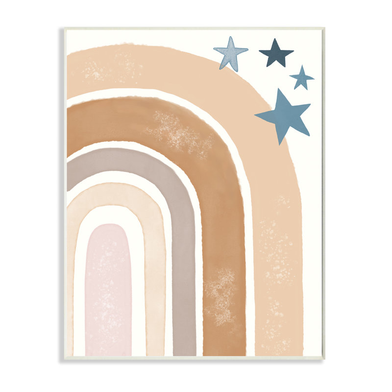 Désert arc-en-ciel arches brunes avec étoiles bleues, Bois, H 15 po x l 10 po x P 0,5 po
