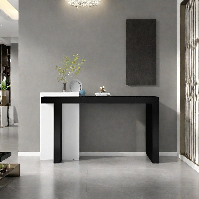Console Modern Minimalist Art Design, H 37,4 po x l 47,24 po x P 15,75 po, Noir / blanc