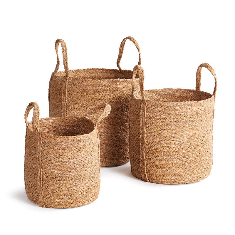 Bayla Handmade Seagrass Basket With Handles - Set of 3