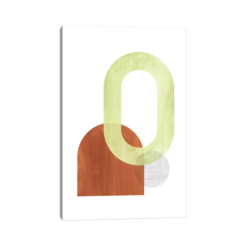 Abstract Terracotta And Green Shapes by Whales Way - Painting on Canvas, 66.04cm H x 45.72cm W x 3.81cm D, Wrapped Canvas