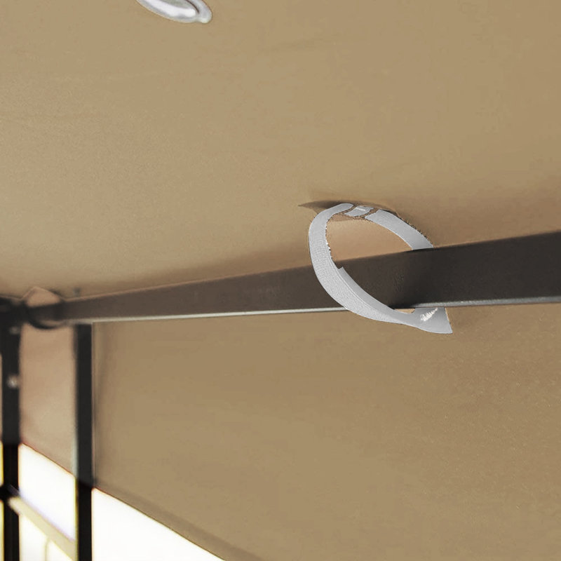 Outdoor Patio Gazebo Replacement Canopy, Double Tiered Gazebo Tent Roof Top Cover Only(Frame Not Include), Khaki