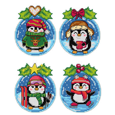 Ensemble de point de croix compté Penguins in a Bauble
