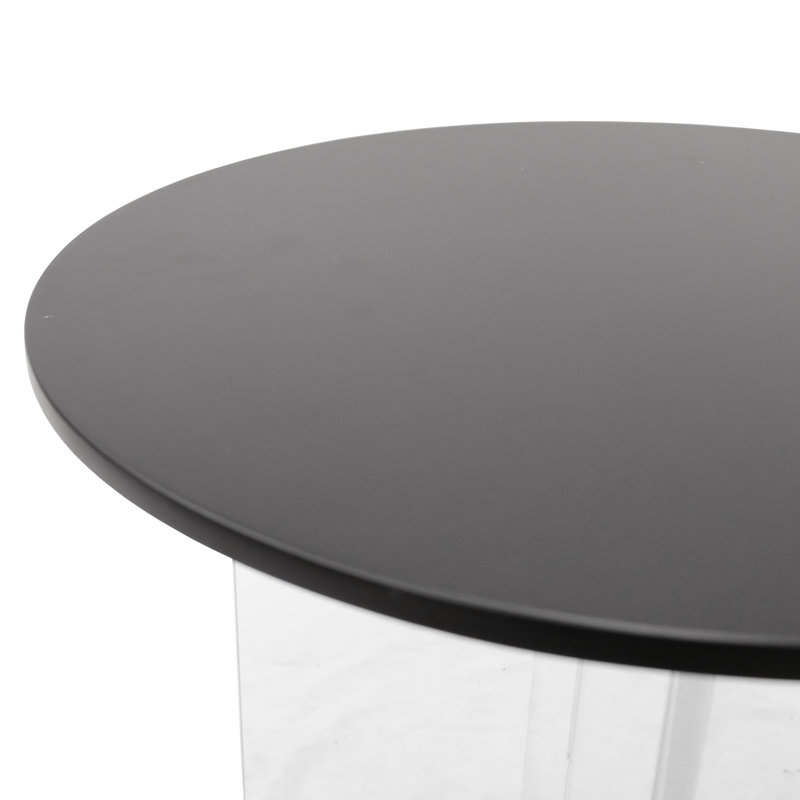 Table basse ronde en bois aggloméré Ballyclug, Noir, H 19,6 po x L 19,6 po x l 19,6 po
