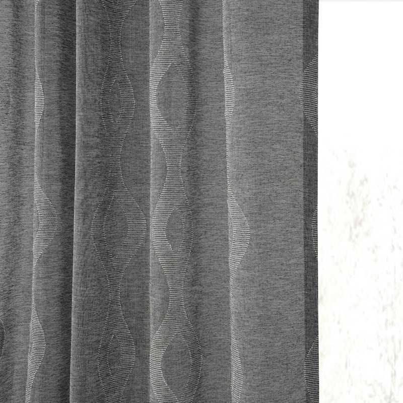 Vega Faux Linen Sheer Curtains for Bedroom, Living Room Curtains for Large Window Single Panel Drape, 50" x 84", Gray