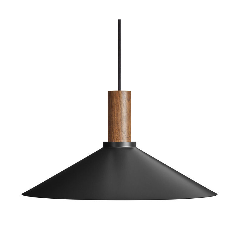 Emblem 1 - Light Pendant, Black, 9" H x 18" W x 18" D, Walnut