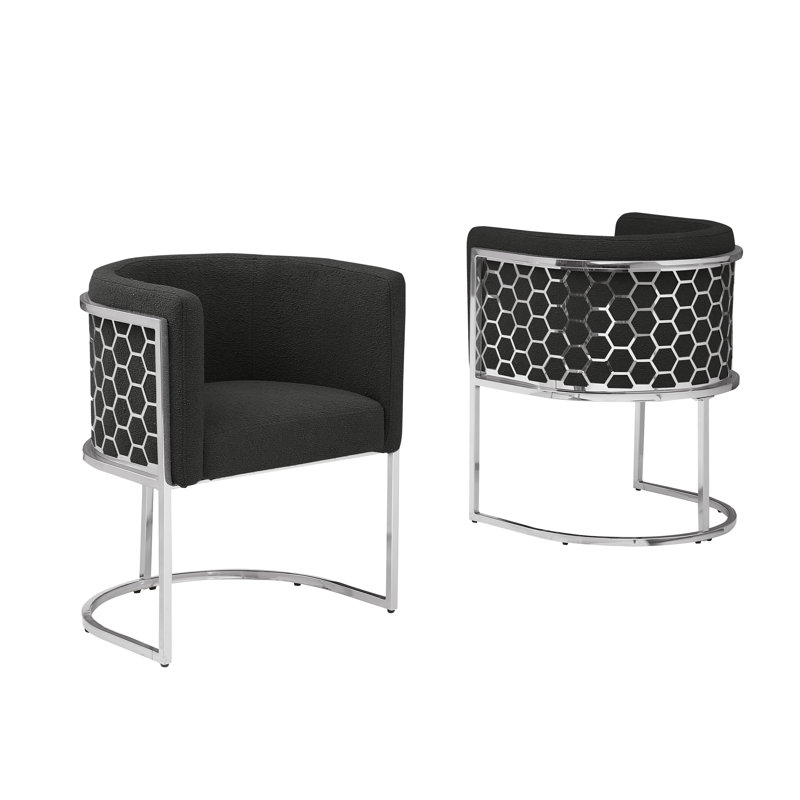 Chaises d'appoint Teddy Boucle, Chrome, Noir